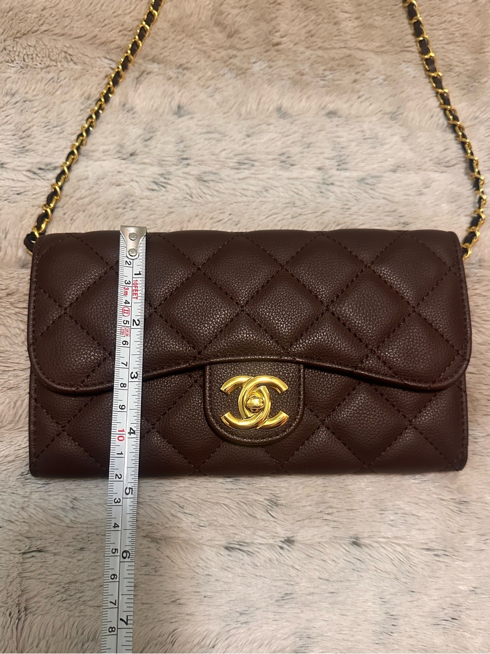 Iconic double c Quilted coffee Brown wallet on chain Bag - Picture 6 of 10